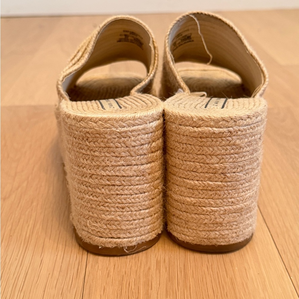 WORN ONCE—Zara Trafaluc Espadrille Platform Wedge Slides EU 37 —RUN BIG US 7.5/8 - Picture 2 of 3